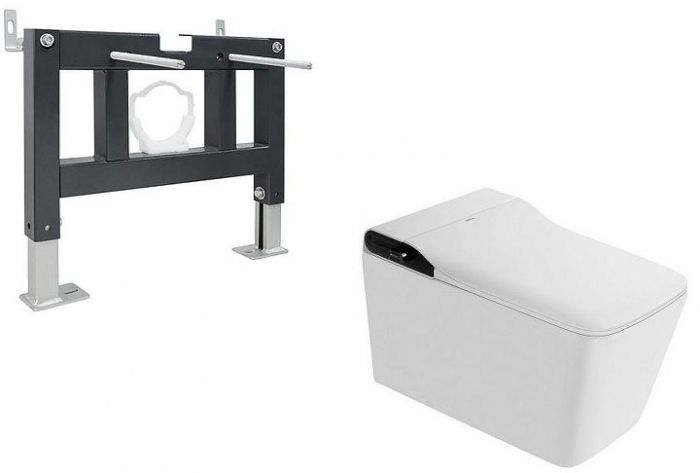 Комплект унитаза биде с инсталляцией Abber Rechteck AC1215S-AC0101P цвет Белый с сиденьем Микролифт
