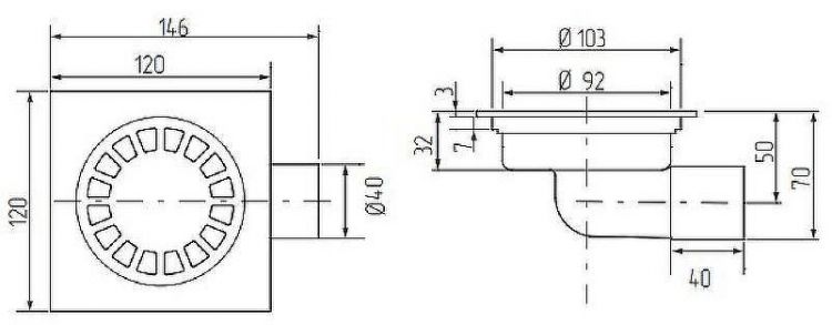 Душевой трап Migliore Ricambi 20216 с решеткой Золото