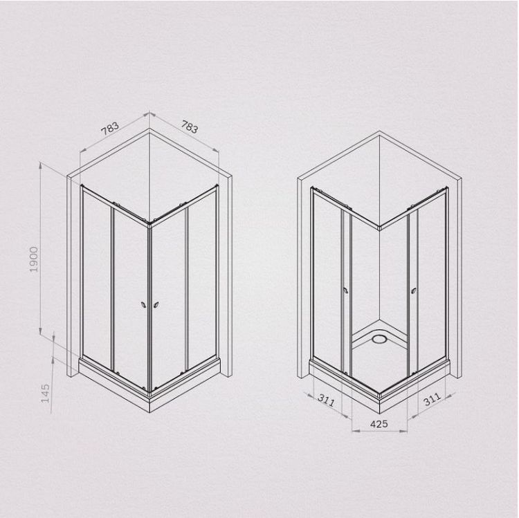 Душевой уголок AM.PM Sunny 80х80 W87G-403-8080-BT профиль Черный матовый стекло прозрачное Душевой уголок AM.PM Sunny 80х80 W87G-403-8080-BT профиль Черный матовый стекло прозрачное
