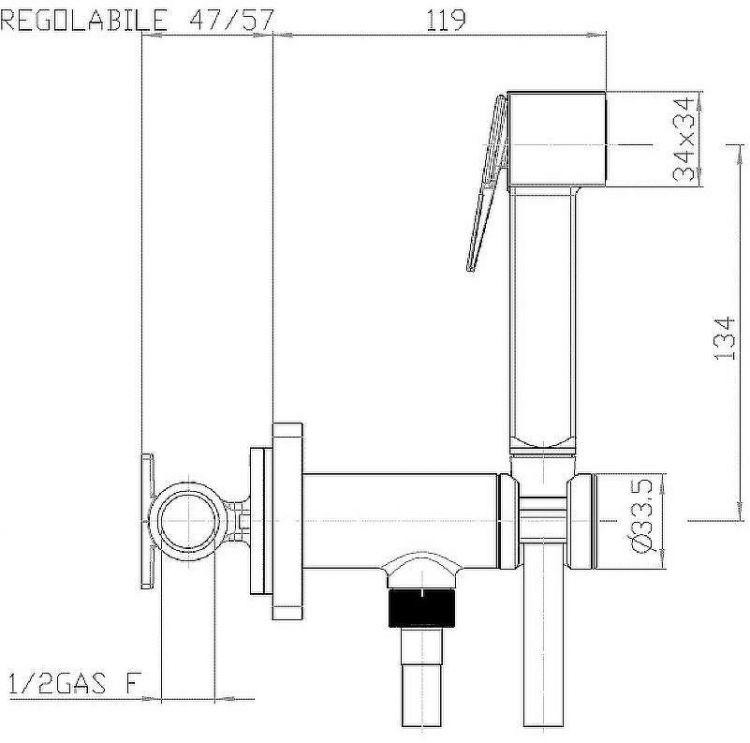Гигиенический душ со смесителем Bossini Cube Brass E38003B.073 Черный матовый