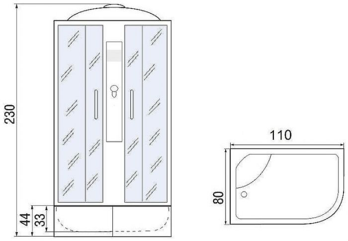Душевая кабина Мономах XL 110x80x44 МЗ R 10000012120 без гидромассажа