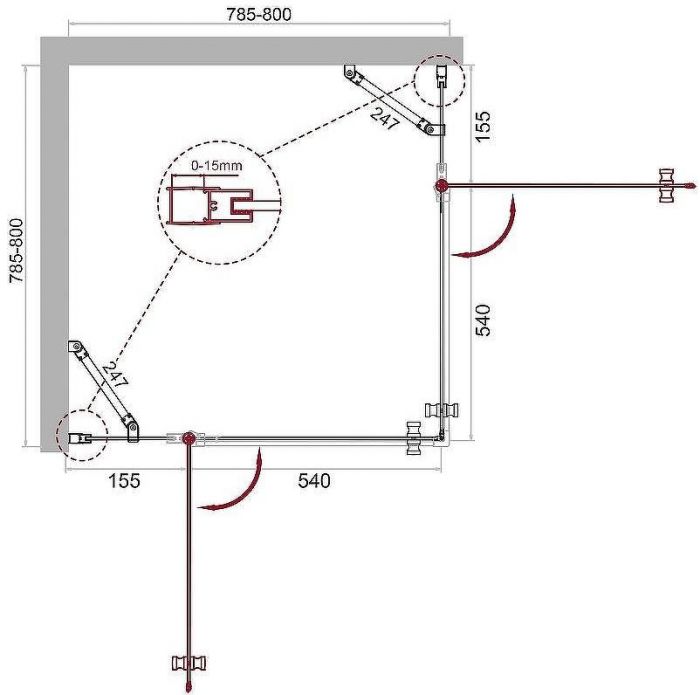 Душевой уголок BelBagno Etna 80х80 ETNA-A-22-80-C-Cr профиль Хром стекло прозрачное
