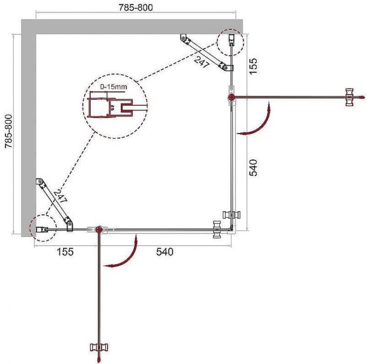 Душевой уголок BelBagno Etna 80х80 ETNA-A-22-80-C-Cr профиль Хром стекло прозрачное
