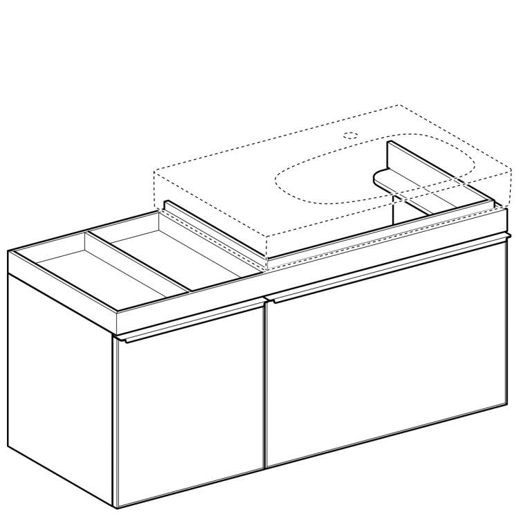 Тумба под раковину Geberit Citterio 118.4х55.4х50.4, левая, светлый дуб, бежевое стекло [500.563.JI.1]