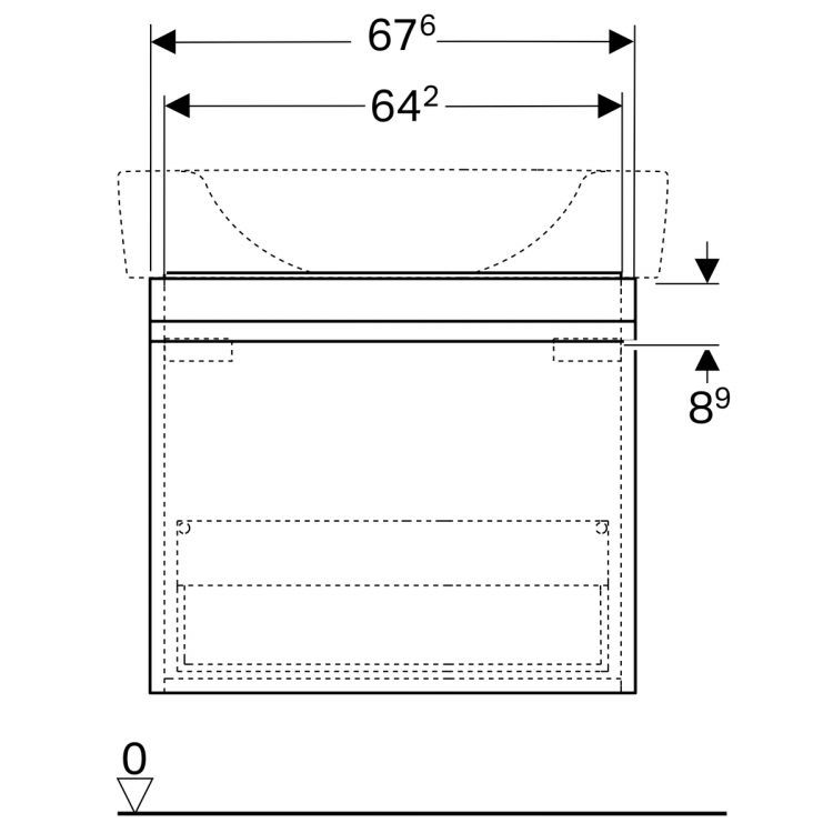 Тумба под раковину Geberit Renova Nr. 1 Plan , 68x44, светлый вяз [869752000]