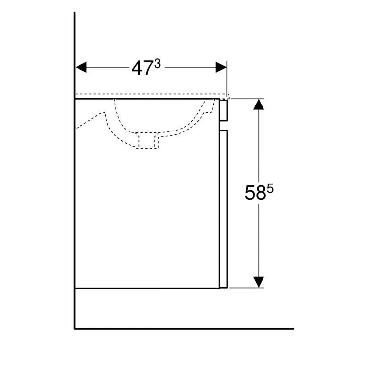 Тумба для двойной раковины Geberit Renova Plan Slim 129х58.5, темно-серый матовый [869531000]