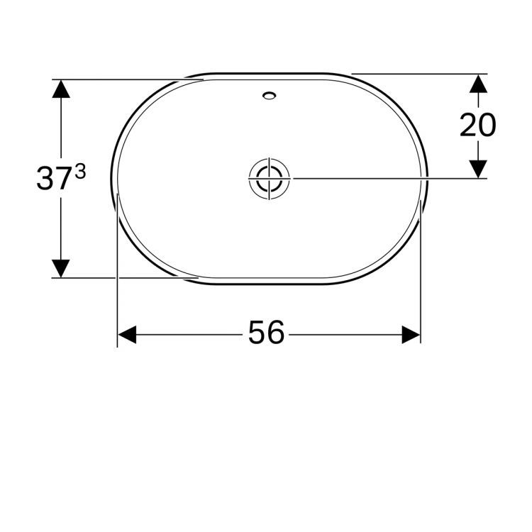 Раковина Geberit VariForm эллиптической формы, 60х40 см, без отв. под смеситель, с отв. перелива [500.728.01.2]