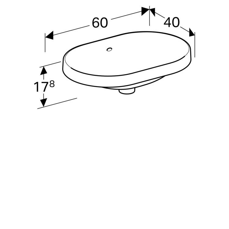 Раковина Geberit VariForm эллиптической формы, 60х40 см, без отв. под смеситель, с отв. перелива [500.728.01.2]