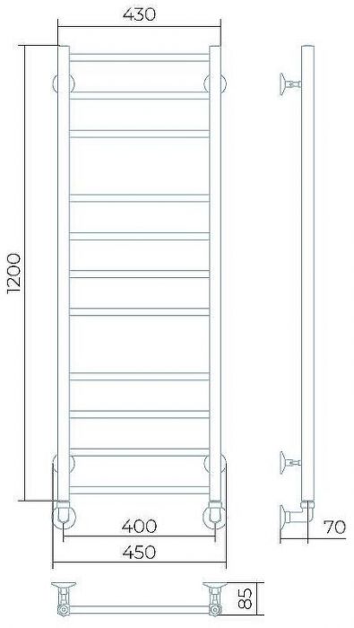 Водяной полотенцесушитель Larusso Джаз Премиум П11 400x1200 4670078535535 Хром