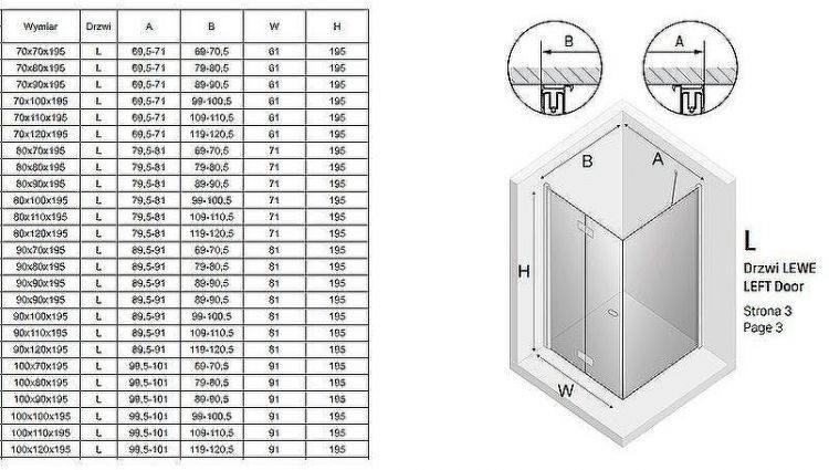 Душевой уголок New Trendy New Soleo Black 70х120 L D-0233A/D-0149B профиль Черный стекло прозрачное Душевой уголок New Trendy New Soleo Black 70х120 L D-0233A/D-0149B профиль Черный стекло прозрачное