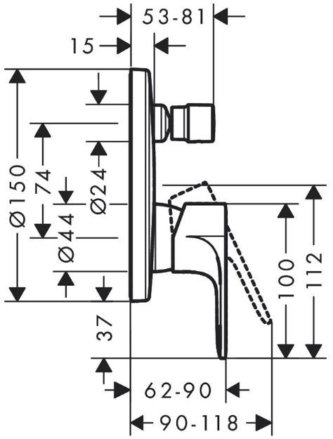 Hansgrohe Rebris S Смеситель для ванны, встраиваемый, цвет: хром