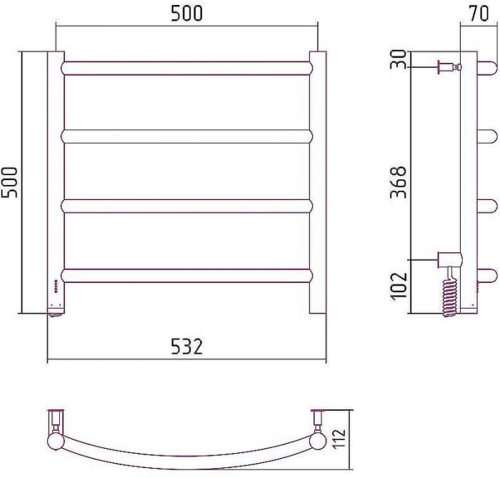 Электрический полотенцесушитель Сунержа Галант 4.0 500x500 L 00-0830-5050 Хром