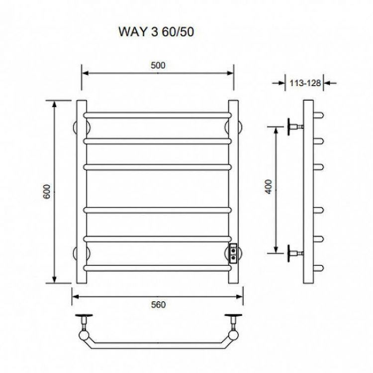 Электрический полотенцесушитель Ника Way-3 60/50 U Белый матовый