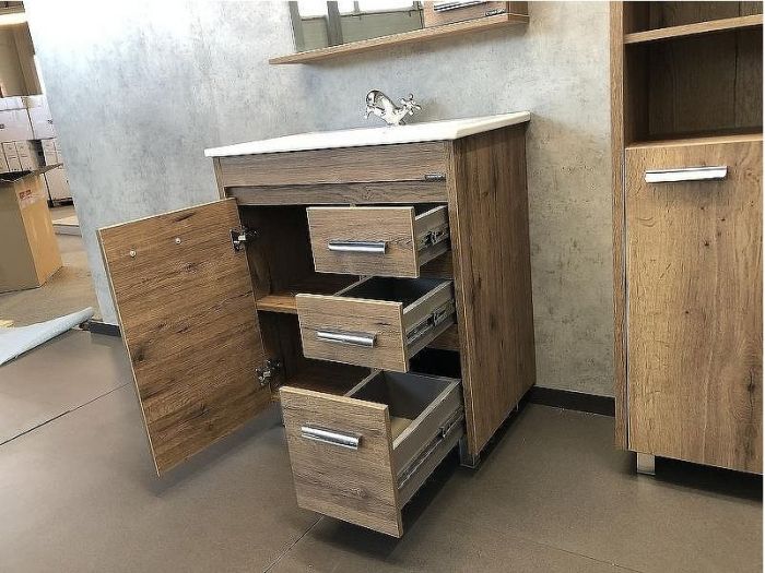 Тумба с раковинами Comforty Марио 75 00-00004157 Дуб темный