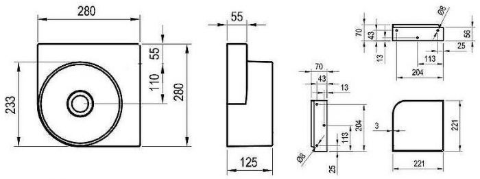 Раковина Ravak Yard 28 C XJX01028000 угловая Белая