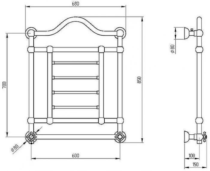 Электрический полотенцесушитель Migliore Edward 85x68 R 22634 Бронза