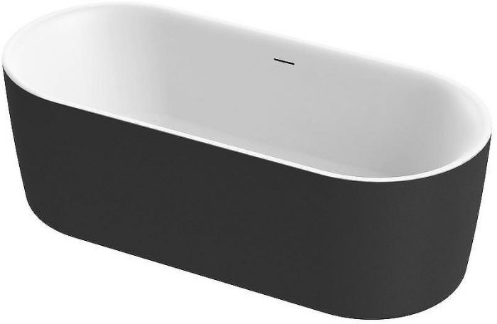 Акриловая ванна Cezares Metauro 180x80 METAURO-INT-Central-180-80-60-B-W-MATT Черная матовая Белая матовая без гидромассажа