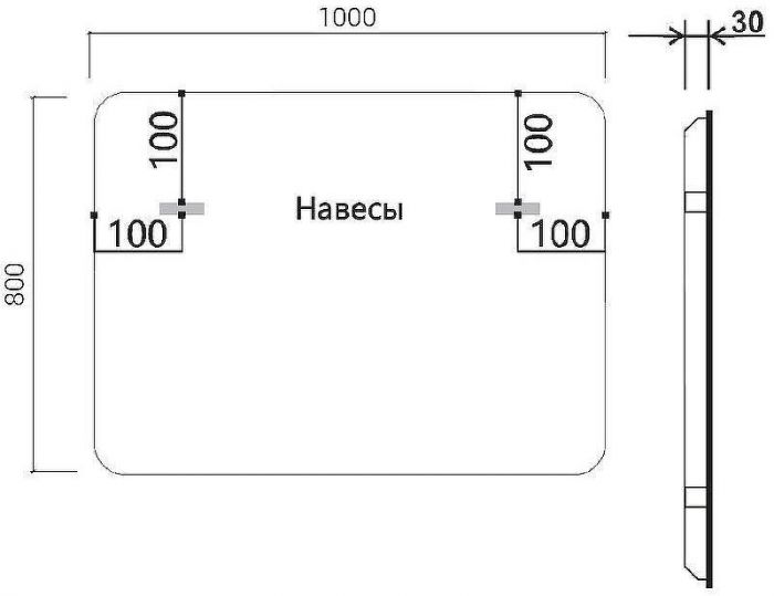 Зеркало Vincea 100 VLM-3VC100B-2 с подсветкой Черное с сенсорным выключателем с подогревом и диммером