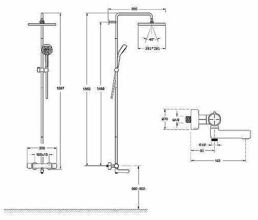 Душевая система Jacob Delafon Atom E26238-CP с термостатом Хром