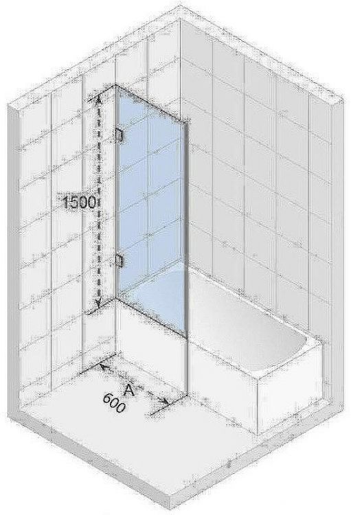 Шторка на ванну Riho VZ Scandic NXT X409 60х150 G001159120 (GX00493C0) профиль Хром стекло прозрачное
