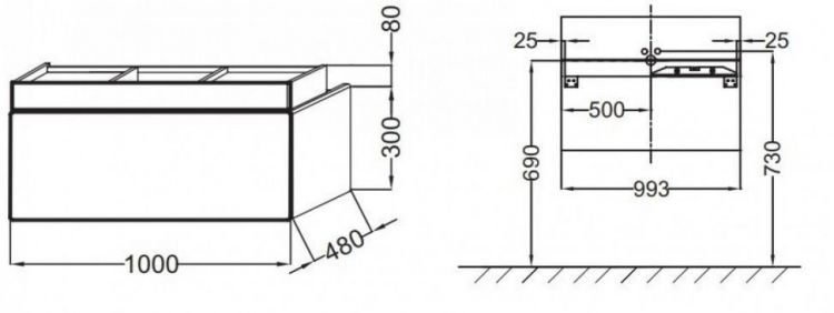Тумба под раковину Jacob Delafon Terrace 30x100 см EB1187-S24 жасмин сатин Тумба под раковину Jacob Delafon Terrace 30x100 см EB1187-S24 жасмин сатин