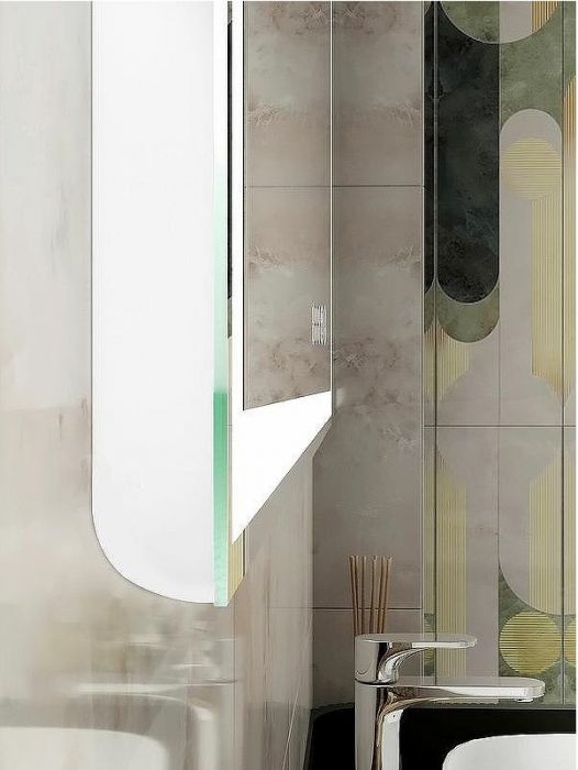 Зеркало Континент Mercury 700х900 ЗЛП344 с подсветкой с сенсорным выключателем с подогревом с часами