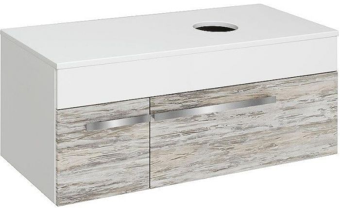 Тумба под раковину Runo Вудлайн 100 00-00001011 подвесная Белая Дуб скандинавский
