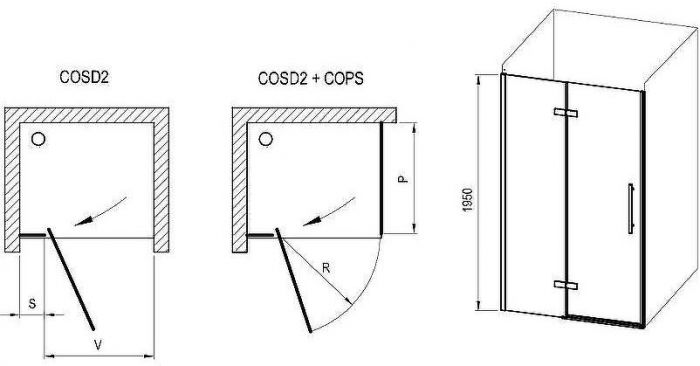 Душевая дверь Ravak Cool COSD2-100 X0VVAC300Z1 профиль Черный стекло Transparent