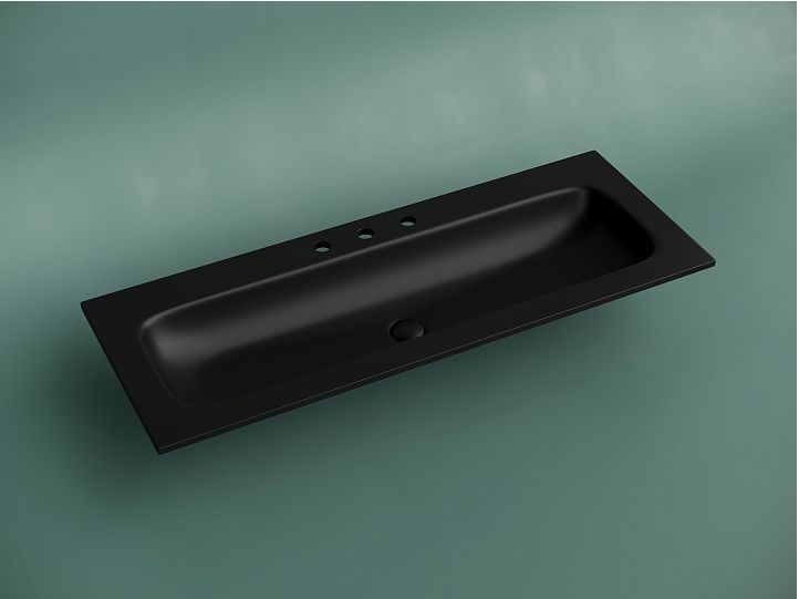 Раковина мебельная CERAMICANOVA Grace прямоугольная, с 3 мя отверстиями под смеситель, цвет черный матовый, CN7024MB