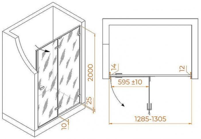 Душевая дверь RGW Stilvoll SV-004-B 130 353200413-24 профиль Черный стекло матовое