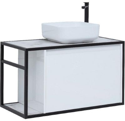 Тумба под раковину Aquanet Nova Lite Loft 90R 261651 подвесная Белый глянец