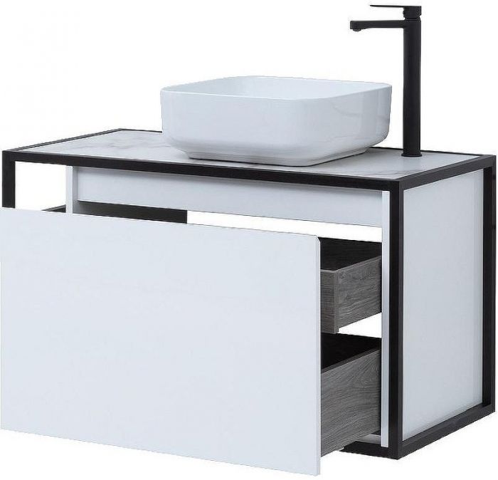 Тумба под раковину Aquanet Nova Lite Loft 90R 261651 подвесная Белый глянец