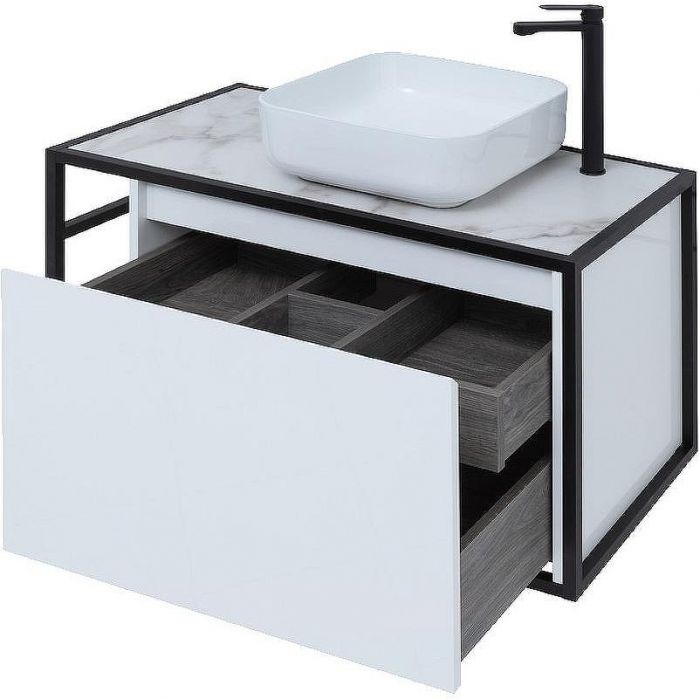 Тумба под раковину Aquanet Nova Lite Loft 90R 261651 подвесная Белый глянец