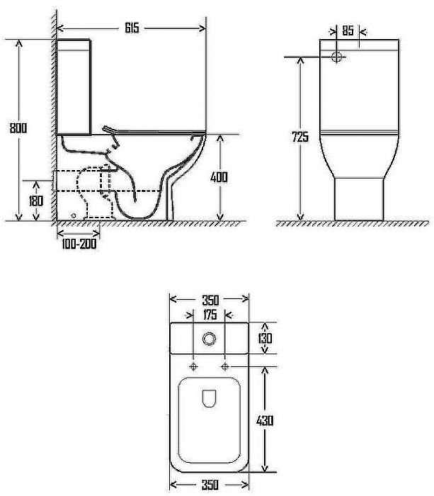 Унитаз компакт AQUAme AQM1004 без бачка с сиденьем Микролифт
