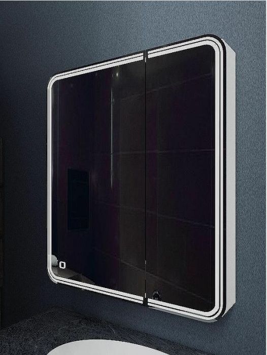 Зеркальный шкаф Art&Max Verona AM-Ver-800-800-2D-L-DS-F с подсветкой с сенсорным выключателем Белый