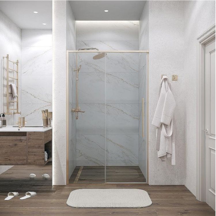 Душевая дверь Grossman Galaxy 130 100.K33.01.130.32.00 профиль Золото сатин стекло прозрачное