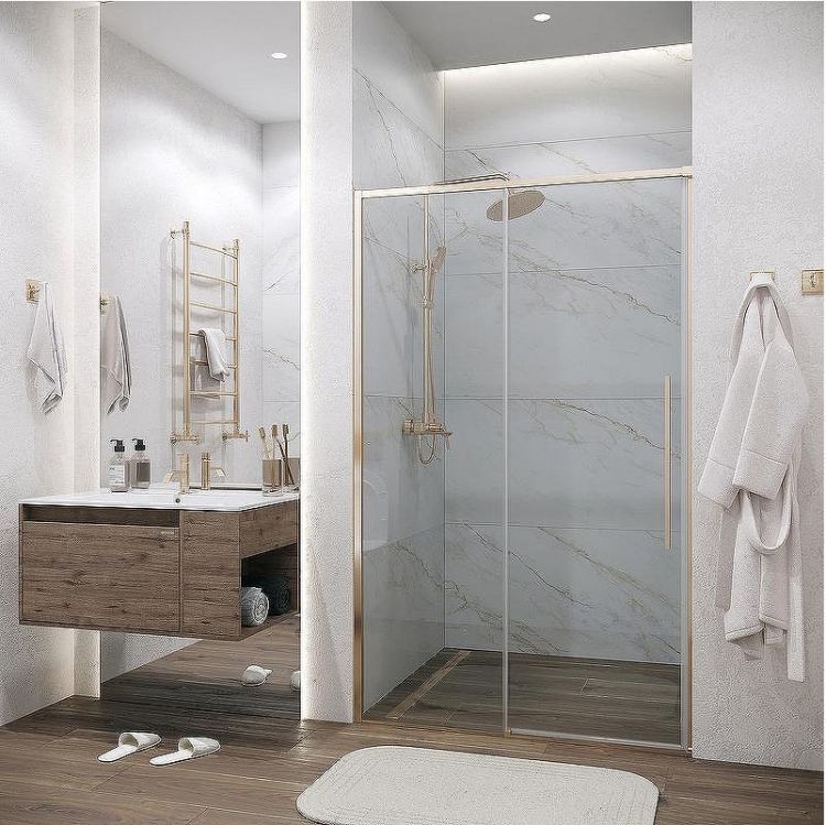 Душевая дверь Grossman Galaxy 130 100.K33.01.130.32.00 профиль Золото сатин стекло прозрачное