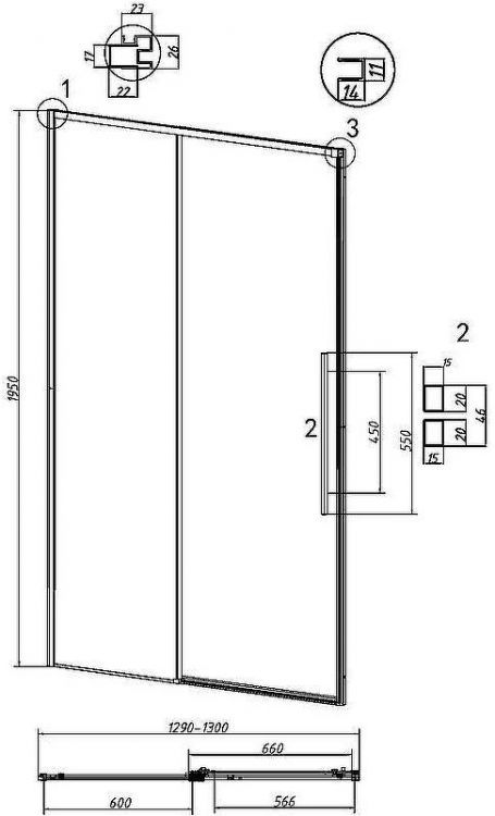 Душевая дверь Grossman Galaxy 130 100.K33.01.130.32.00 профиль Золото сатин стекло прозрачное