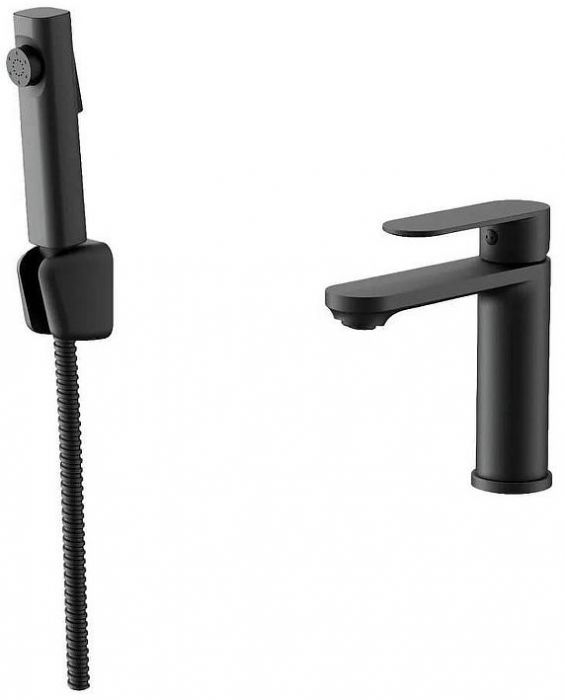 Смеситель для раковины Maretti Florenza FLG32RF28 с гигиеническим душем цвет Черный матовый