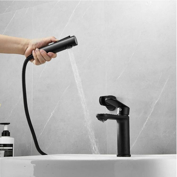 Смеситель для раковины Maretti Florenza FLG32RF28 с гигиеническим душем цвет Черный матовый