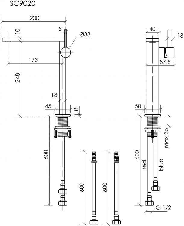 Смеситель для раковины SANCOS высокий Linn, хром, SC9020CH