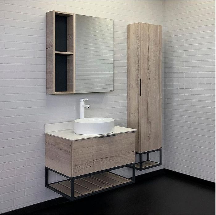 Зеркальный шкаф Comforty Порто 75 00-00009234 Дуб дымчатый