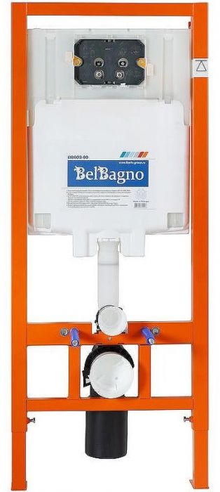 Комплект унитаза с инсталляцией BelBagno Uno BB3105CHR/SC/BB002-80/BB014-SR-BIANCO с сиденьем Микролифт и Белой клавишей смыва