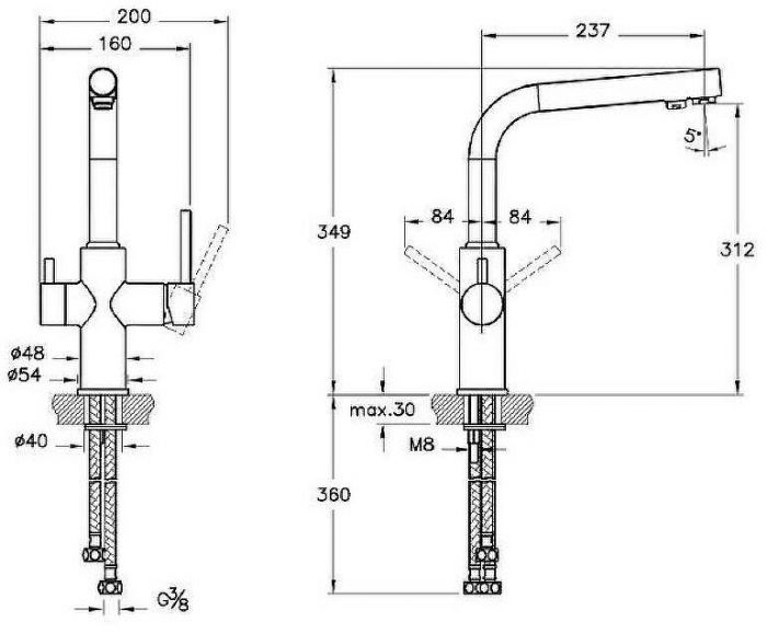 Смеситель для кухни Vitra Split A42144EXP Хром
