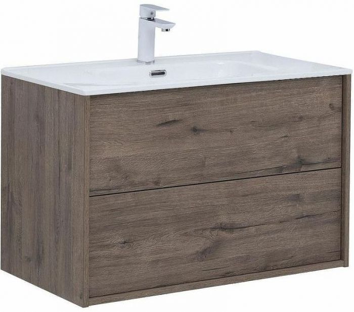Тумба под раковину Aquanet Lino 80 Flat 287543 подвесная Дуб веллингтон