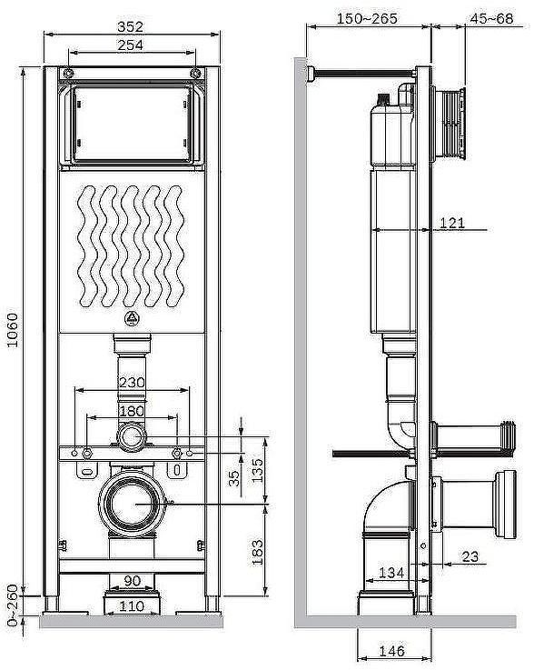 Инсталляция AM.PM ErgoFit I012711 для унитаза без клавиши смыва
