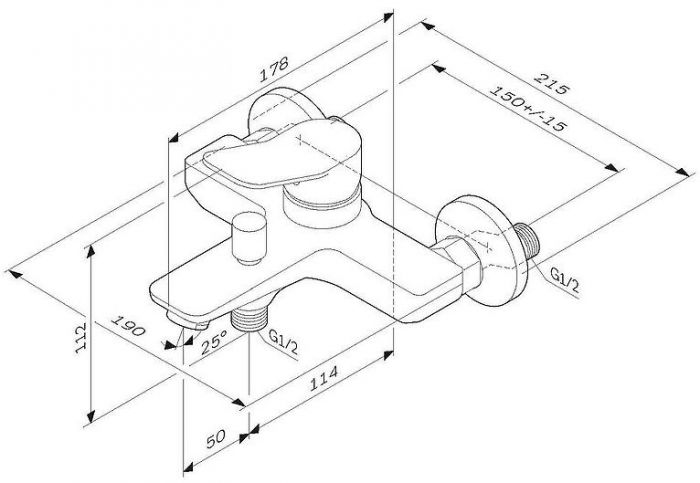 Смеситель для ванны AM.PM X-Joy F85A10022 Черный матовый