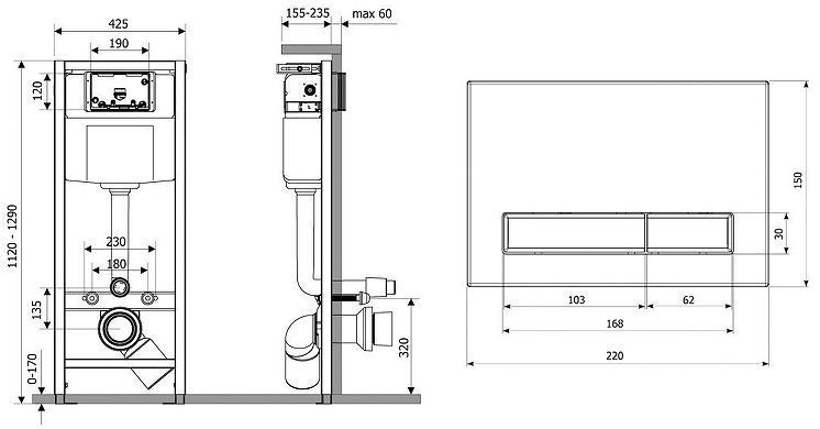 Инсталляция Lavinia Boho RelFix 77010001 для унитаза с клавишей смыва цвет Белый глянцевый