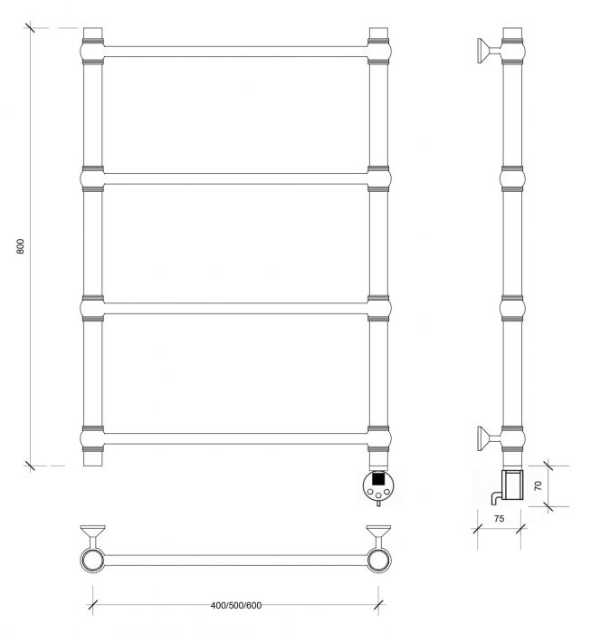 Полотенцесушитель электрический Secado Флоренция 1 80x40 золото матовое