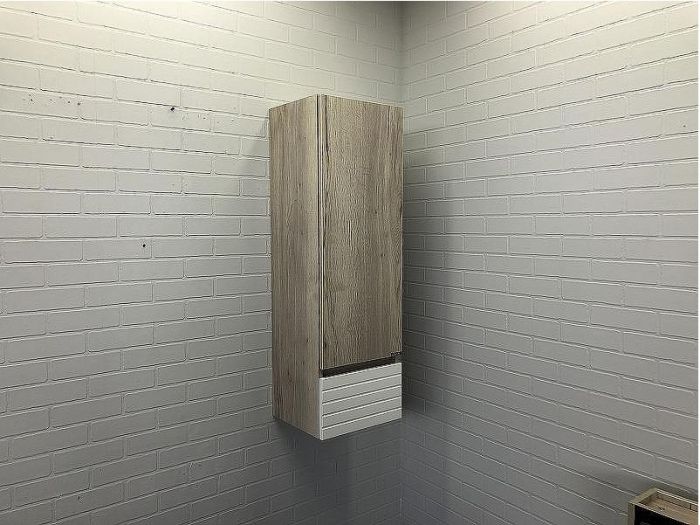 Шкаф пенал Comforty Страсбург 35 00-00006574 подвесной Дуб дымчатый Белый матовый